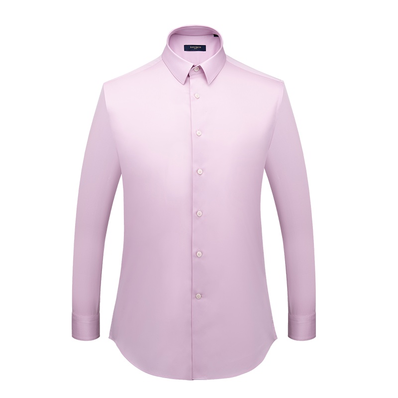 BAROMON/培罗蒙男装衬衫男士商务长袖正装衬衫粉色寸衫婚礼婚庆修身纯棉衬衣新品男培羅蒙19015