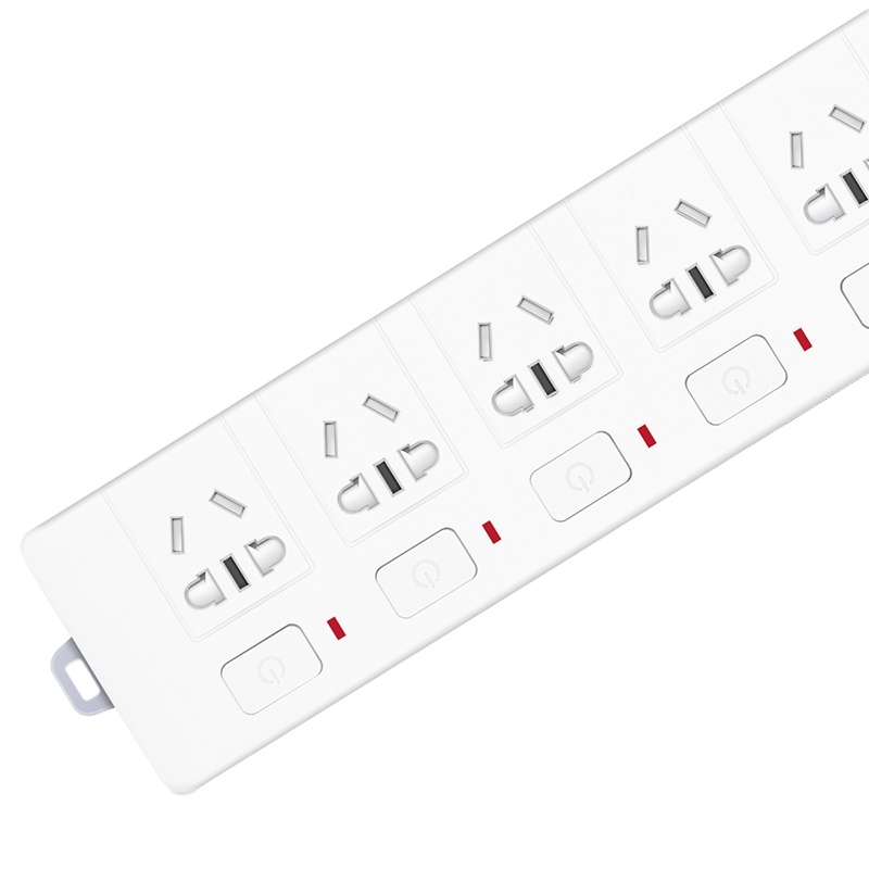 得力(deli) 3998新国标分控插座/插排/插线板/排插/接线板 带儿童保护门 5位分控开关 全长3米