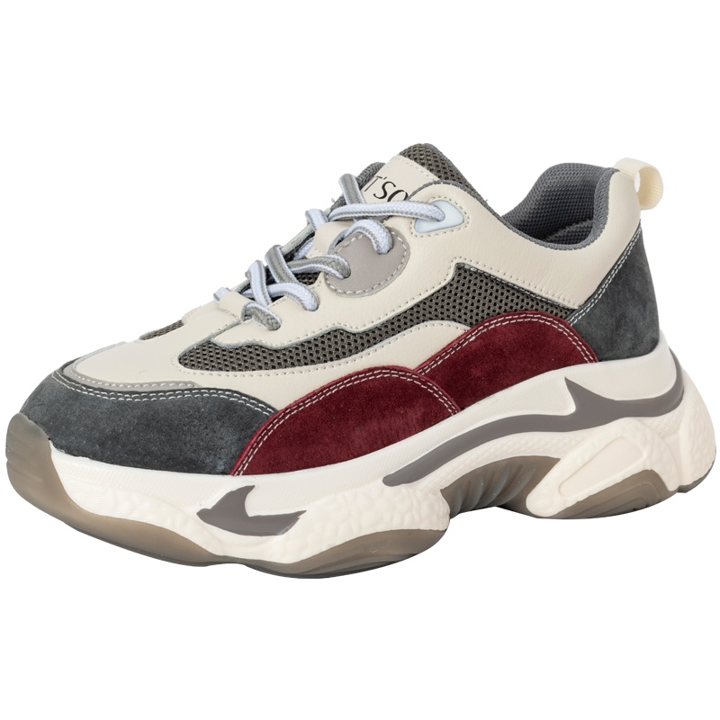 百田森小虎牙智熏老爹鞋女ins潮网红2020春款厚底拼色增高波浪鞋