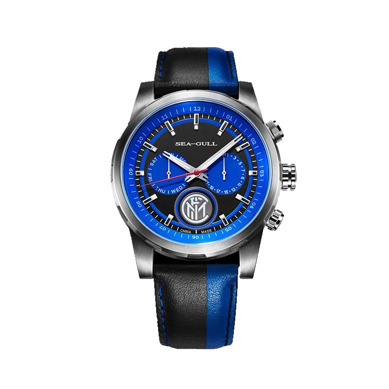 海鸥表(SEA-GULL) 国际米兰专属定制纪念款 双时区 夜光防水 运动款自动机械表男表