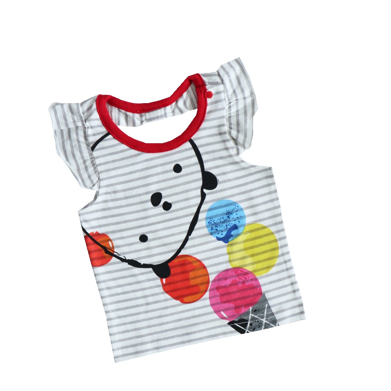 安笛贝乐女童无袖T恤夏季新款2-3456岁女宝宝背心纯棉飞边印花小女孩上衣80-120cm