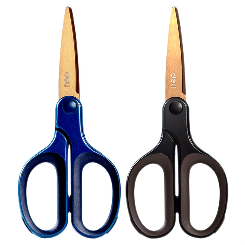 得力（deli） 175mm镀钛不锈钢剪刀 软包胶手柄手工剪子 颜色随机 6053