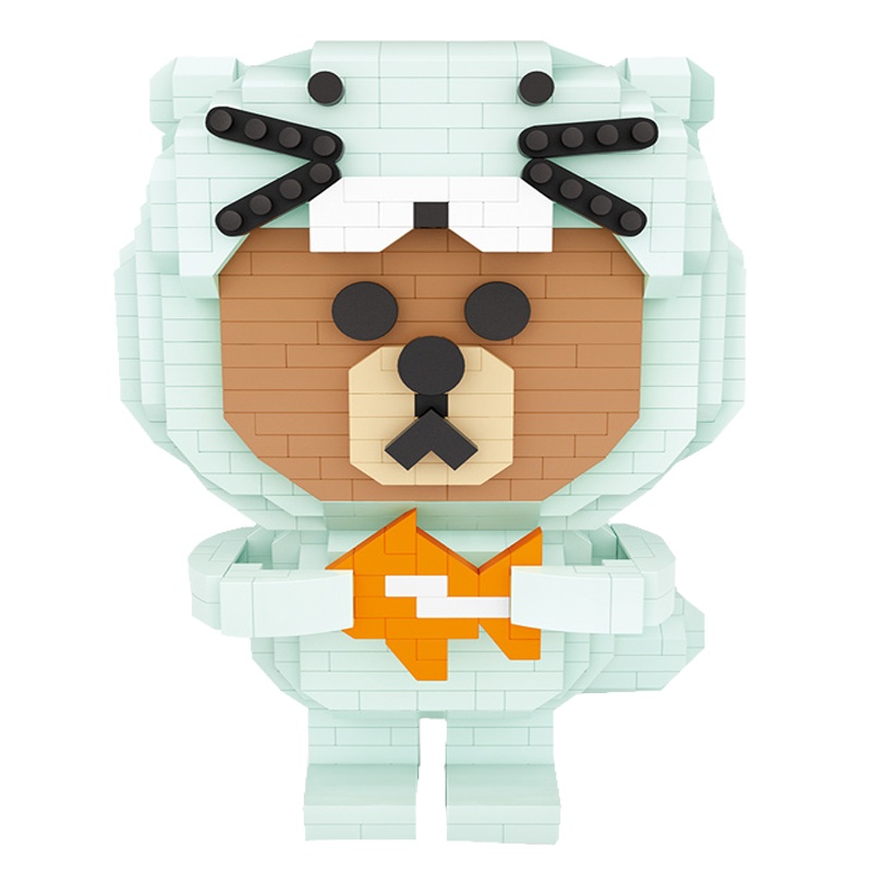 loz俐智微钻颗粒积木朗熊莎益智拼插儿童拼图玩具布朗熊捕鱼版9245