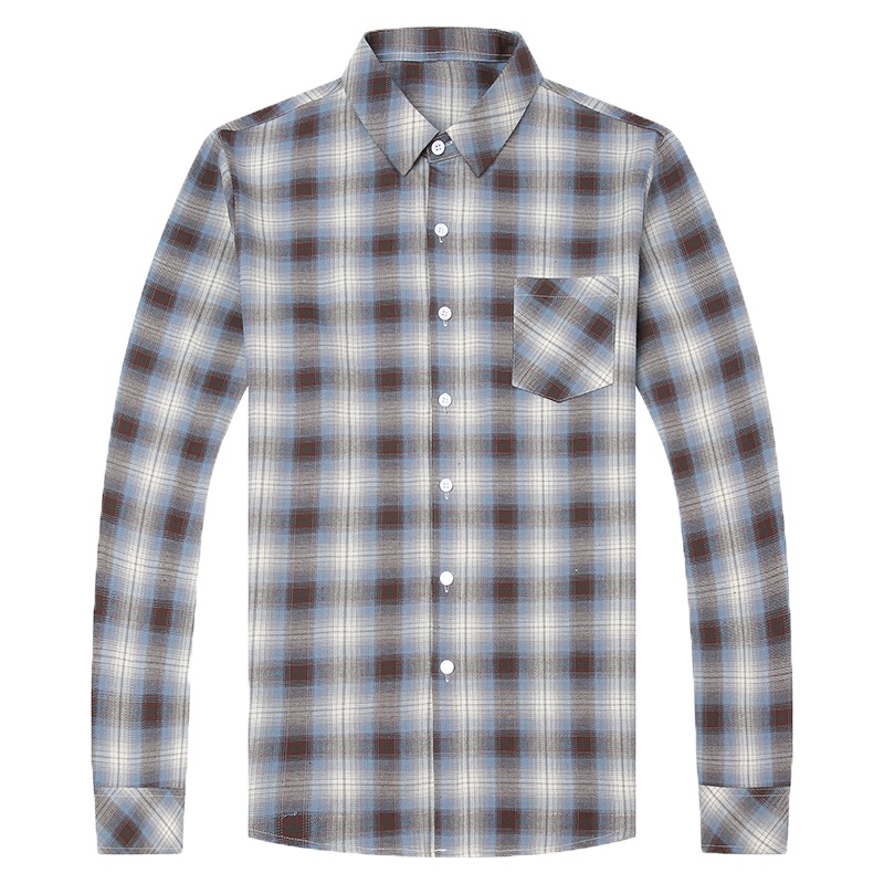 冰洁 男士长袖衬衫纯棉春秋季男装春季格子衬衣春秋内搭上衣潮
