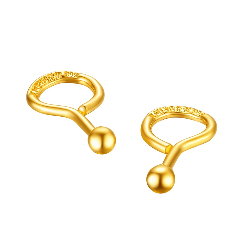 鑫万福 足金999黄金耳饰送长辈简约精致耳饰足金耳环