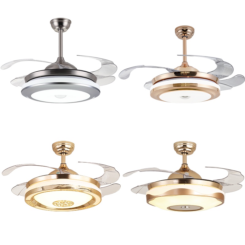 Grevol品拓PINTUOLED风扇灯隐形风扇灯风扇吊灯简约现代吸顶灯水晶玻璃餐厅灯客厅灯卧室灯遥控吊扇灯具15M2