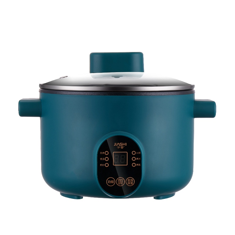 家實(JIA Shi) 电煮锅电火锅涮烤一体锅学生宿舍电热小电锅多功能煮面电炒锅智能款复古绿