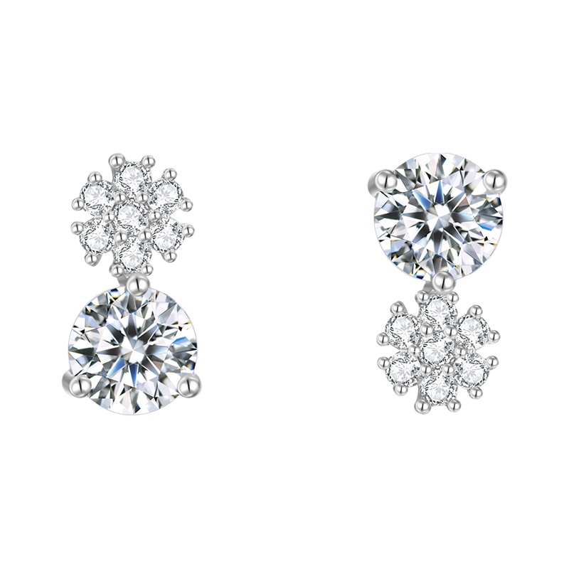 DTOTO 经典婉约大方锆石纯银耳钉女商务气质耳环