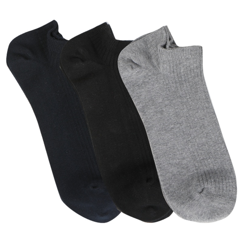 苏宁极物 5双装同色 男士防臭双针全棉船袜子短袜棉袜纯色吸汗