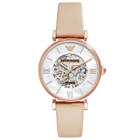 阿玛尼（Emporio Armani)女士手表欧美时尚机械机芯镂空女表 皮带 手动机械AR60001（新款上市）
