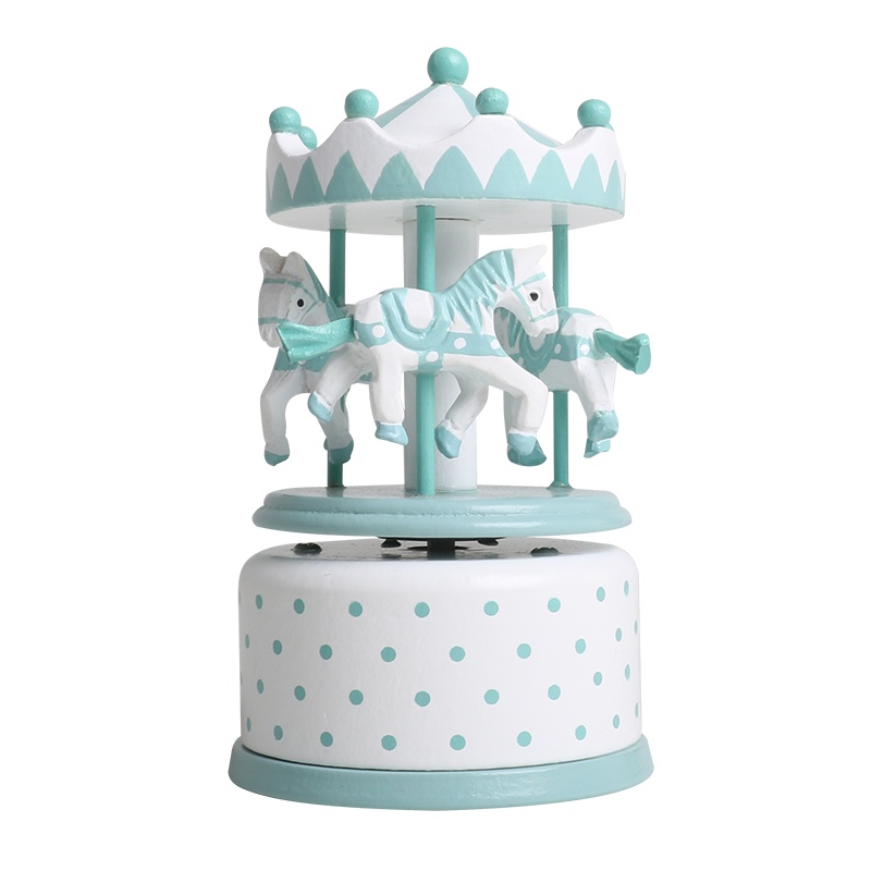 木玩世家旋转木马音乐盒-蓝色波点Z1012B