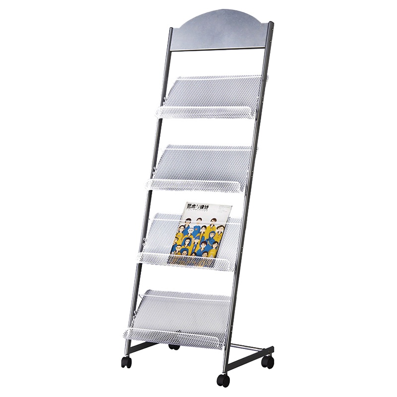 得力(deli)9307标准型杂志架资料架报刊架金属宣传展示架高档耐用型四轮滑动