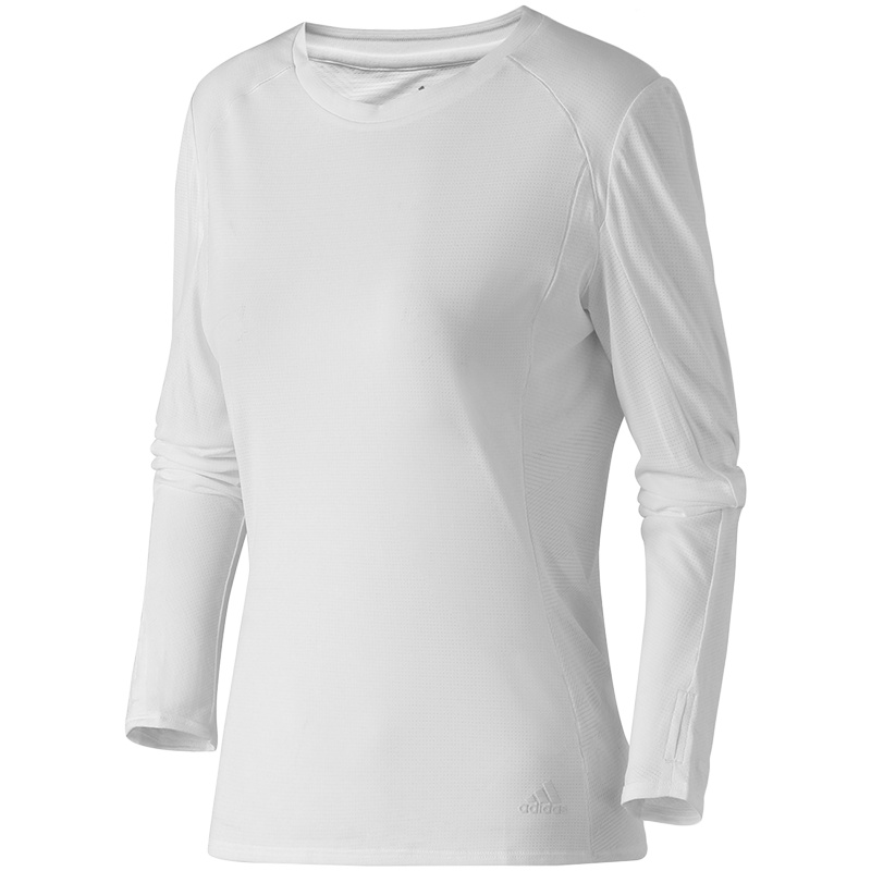 adidas女服长袖T恤跑步训练健身休闲运动服DQ1938 L DQ1938白色