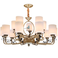 澳松 新中式旋转楼梯吊灯中国风刺绣长吊灯复式楼跃层别墅楼梯间转角吊灯餐厅灯具