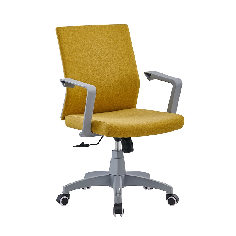 震海ZHWB015舒适久坐办公椅黄色绒布款家用电脑椅网布椅会议椅靠背椅人体工学椅