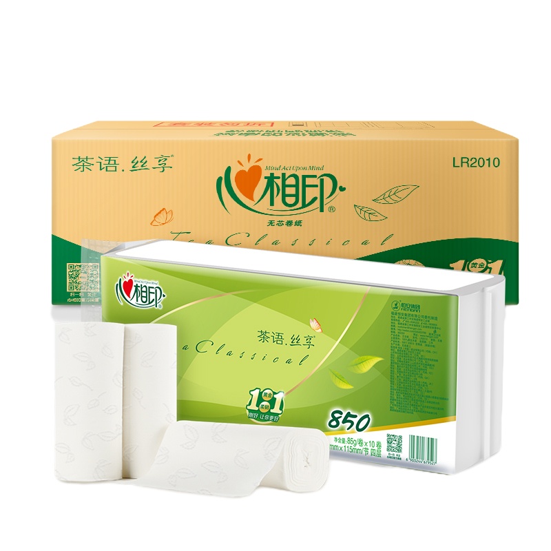 心相印 卷纸 茶语丝享系列四层85克10粒4提装无芯卷纸卫生纸