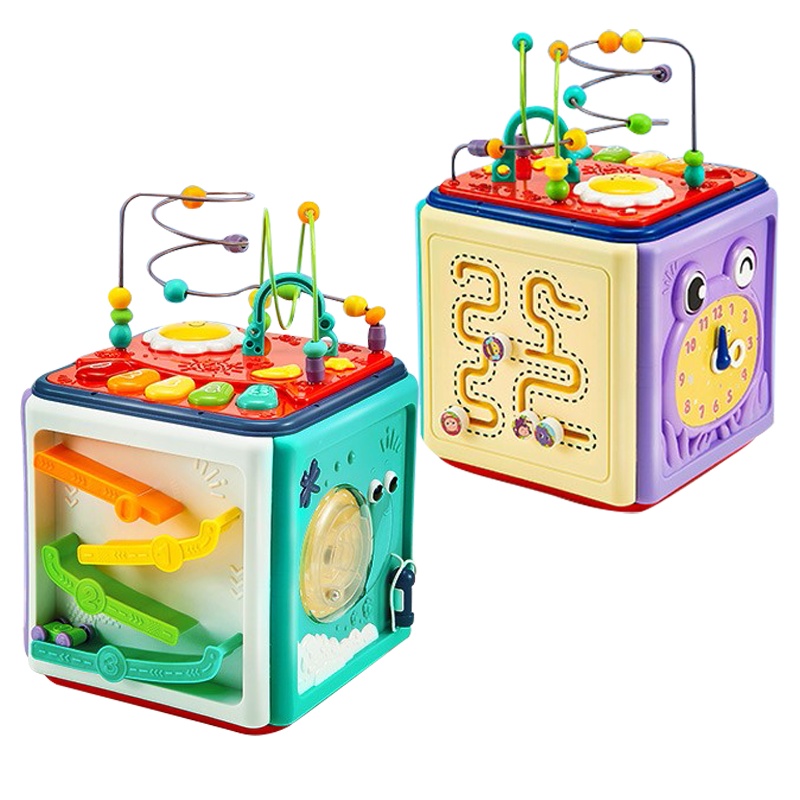 澳贝（AUBY）婴儿童玩具男孩女孩大尺寸探索认知六面体14种玩法绕珠运 笔迷宫数字琴拍拍鼓滑珠轨道玩具461597