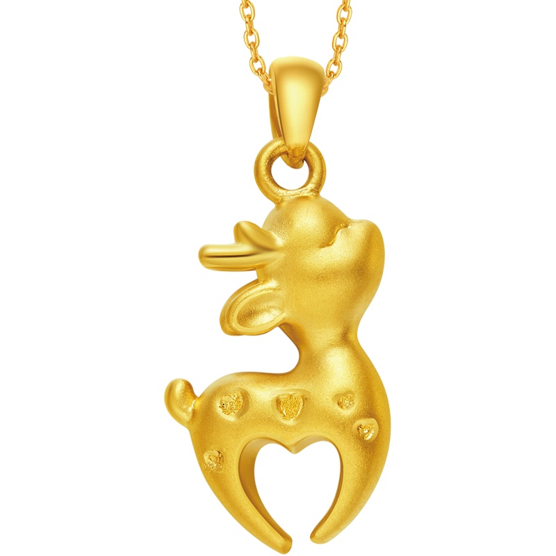 周大福珠宝首饰萌动可爱小鹿金饰品吊坠定价R16589