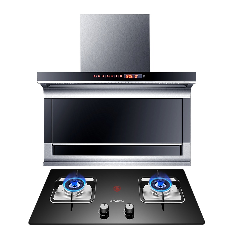 创维(SKYWORTH)抽油烟机灶具套装7字型烟灶套餐23立方大风量免拆洗体感控制吸油烟机燃气灶Y7A+JZT-Z32