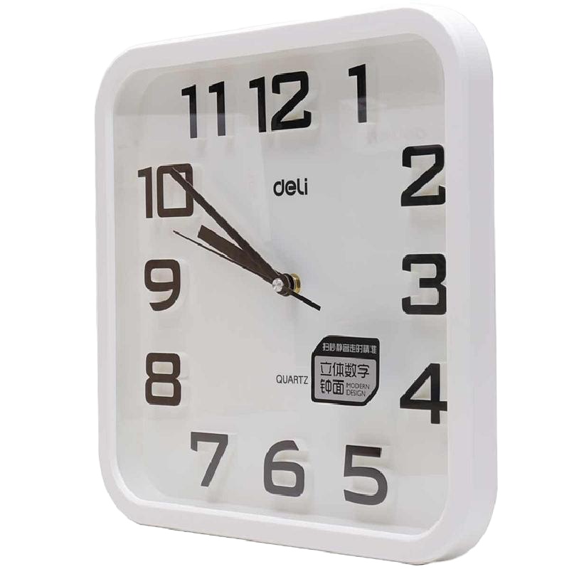 得力8949挂钟(白)(个)33x33cm（13寸）现代简约钟表 家用钟表 客厅静音挂钟 时尚挂钟 办公室挂钟