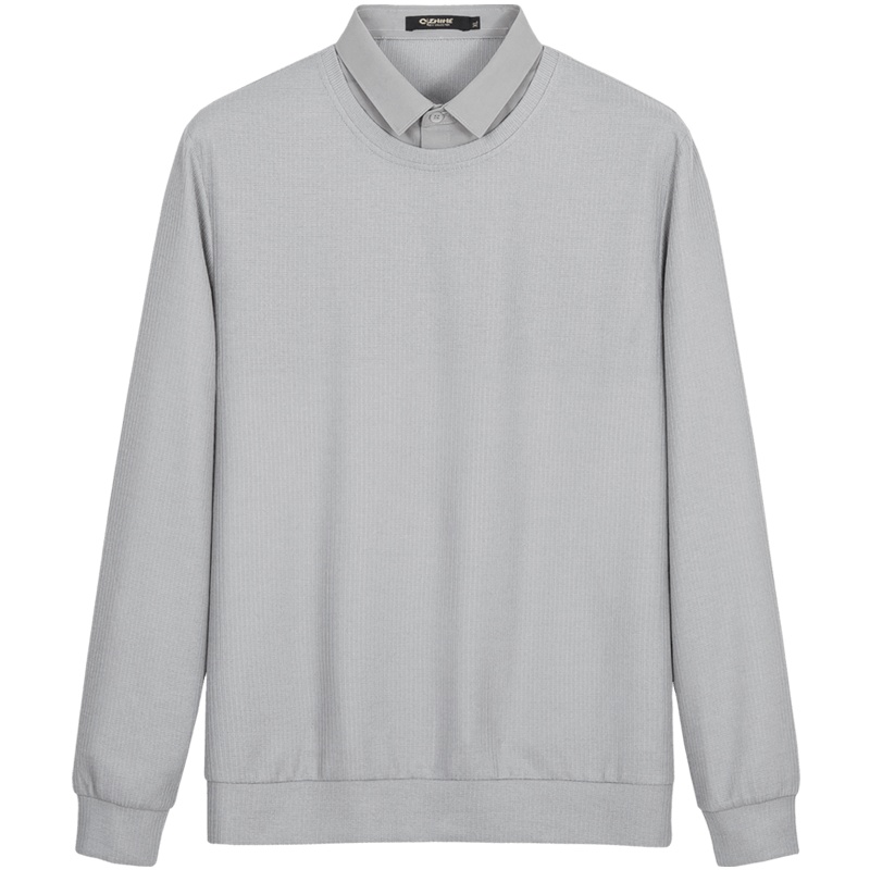 千纸鹤商务男士假两件休闲卫衣2020年春季青年纯色上衣15390