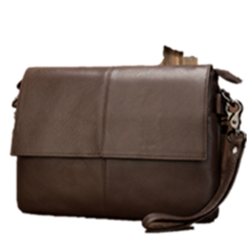 MVA 商务男士单肩斜跨包 真皮休闲多功能手拿包翻盖式软皮手挽包82298