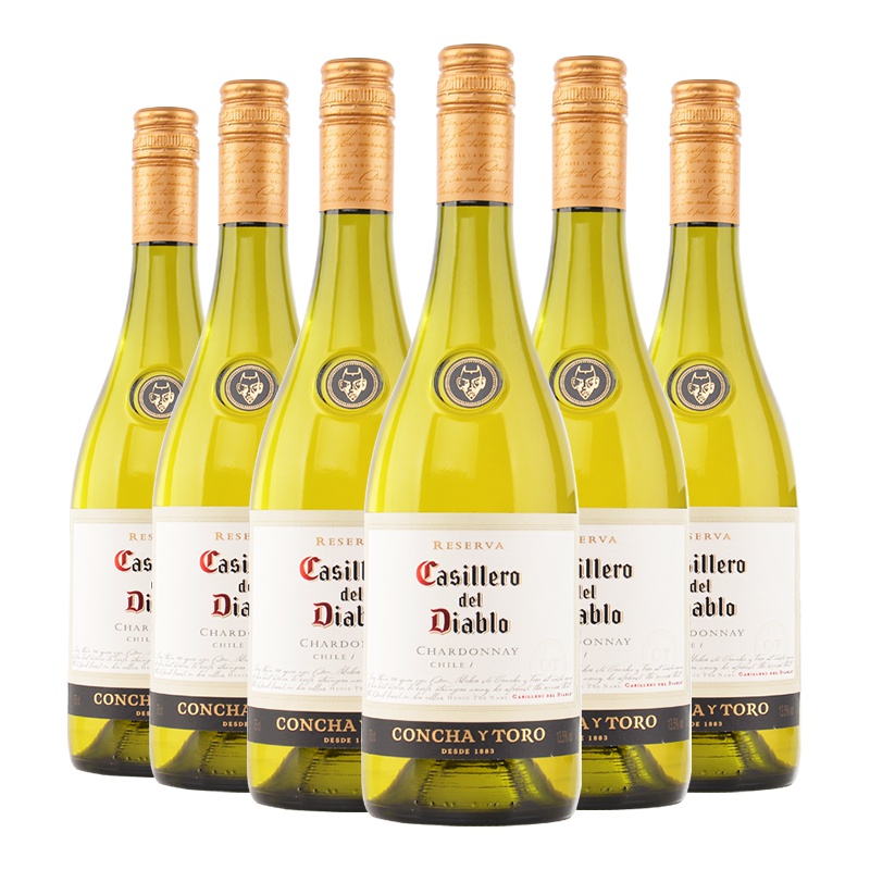 智利原瓶进口干白 Casillero del Diable 干露红魔鬼霞多丽干白葡萄酒 750ml*6 整箱装