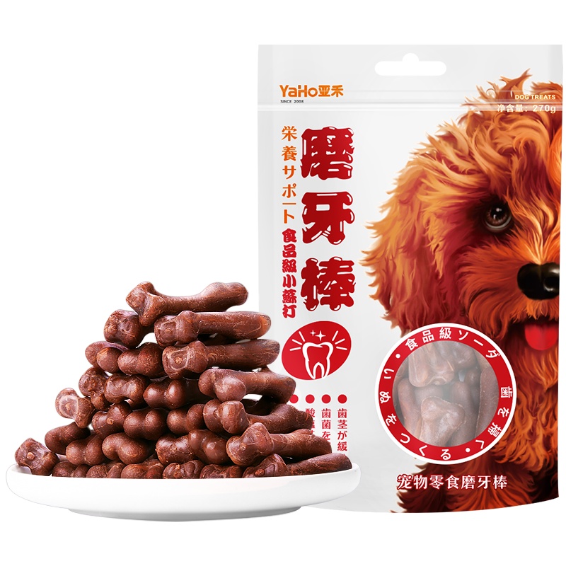 YAHO亚禾狗狗洁齿磨牙棒麦动3洁齿磨牙棒混合味 9g*30支宠物狗咬胶成犬小型犬狗狗零食除臭