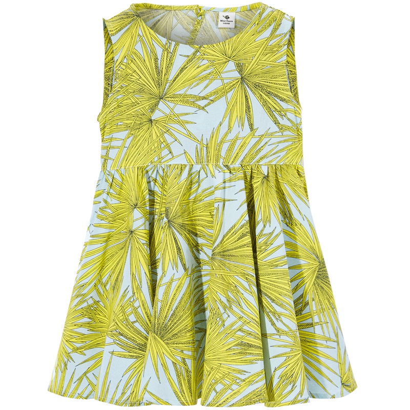 minipeace女童夏装棕榈树连衣裙后背镂空洋气宝宝沙滩儿童公主裙