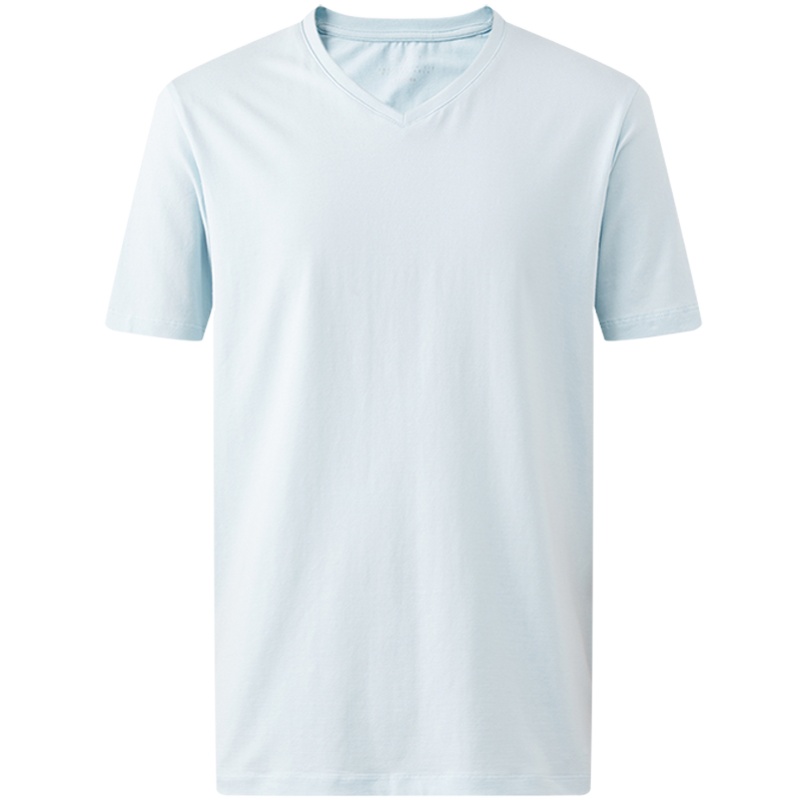 [好货直降:52]MECITY男装夏季新款针织上衣V领纯色微弹内搭短袖T恤半袖男