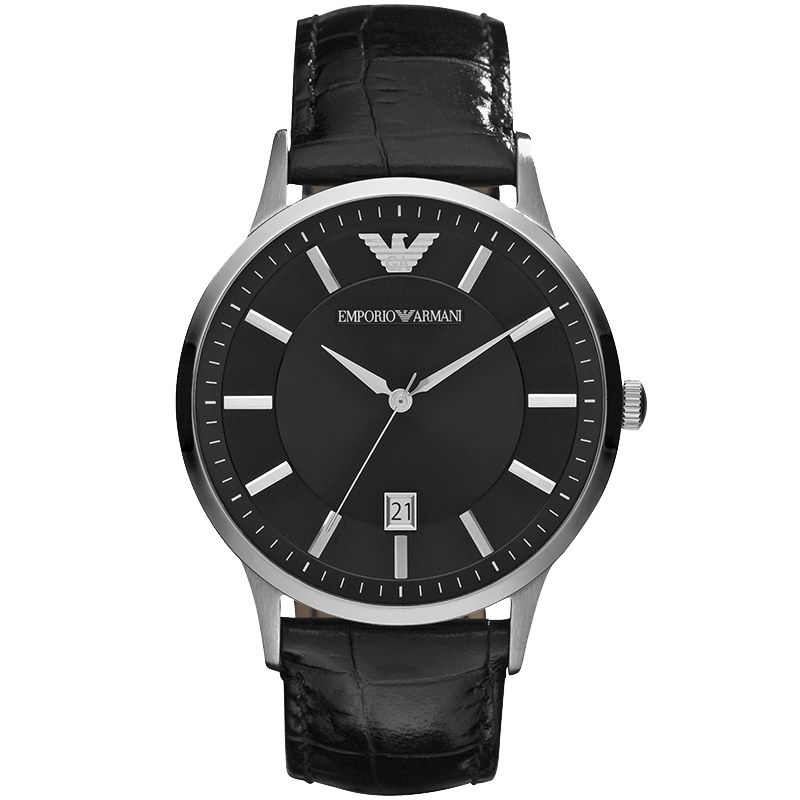 阿玛尼(EMPORIO ARMANI)手表 欧美品牌男士黑色皮带男表腕表防水多功能手表简约商务 石英表 男 AR2411
