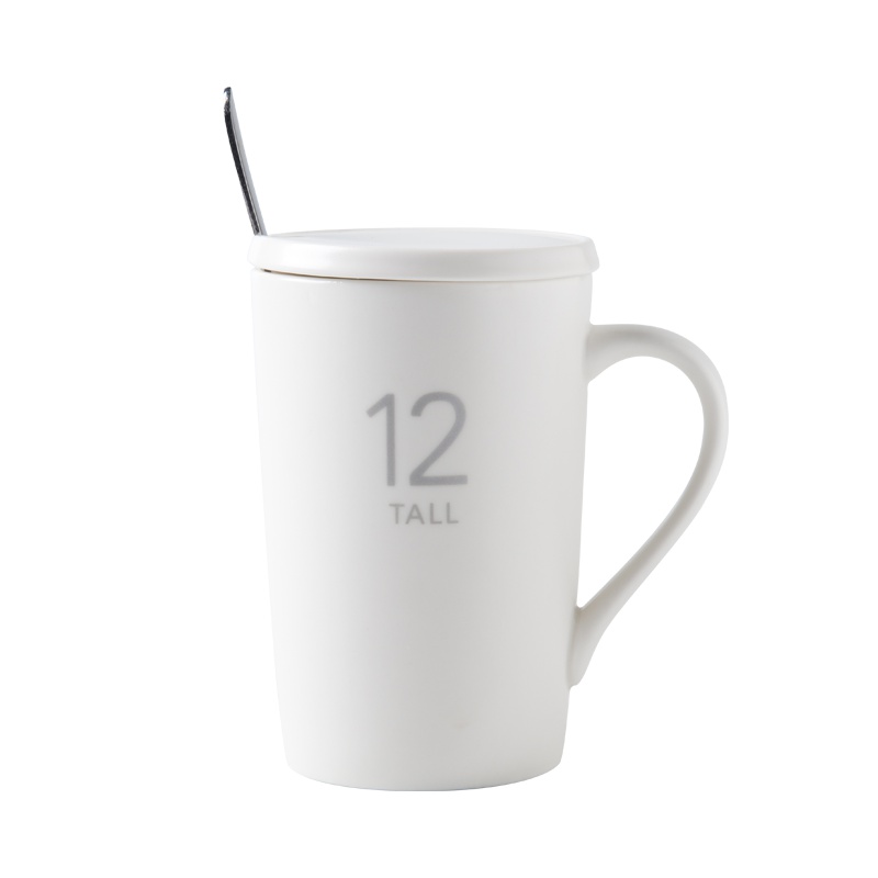 亿嘉 创意陶瓷杯子情侣水杯咖啡杯带盖带勺马克杯牛奶杯