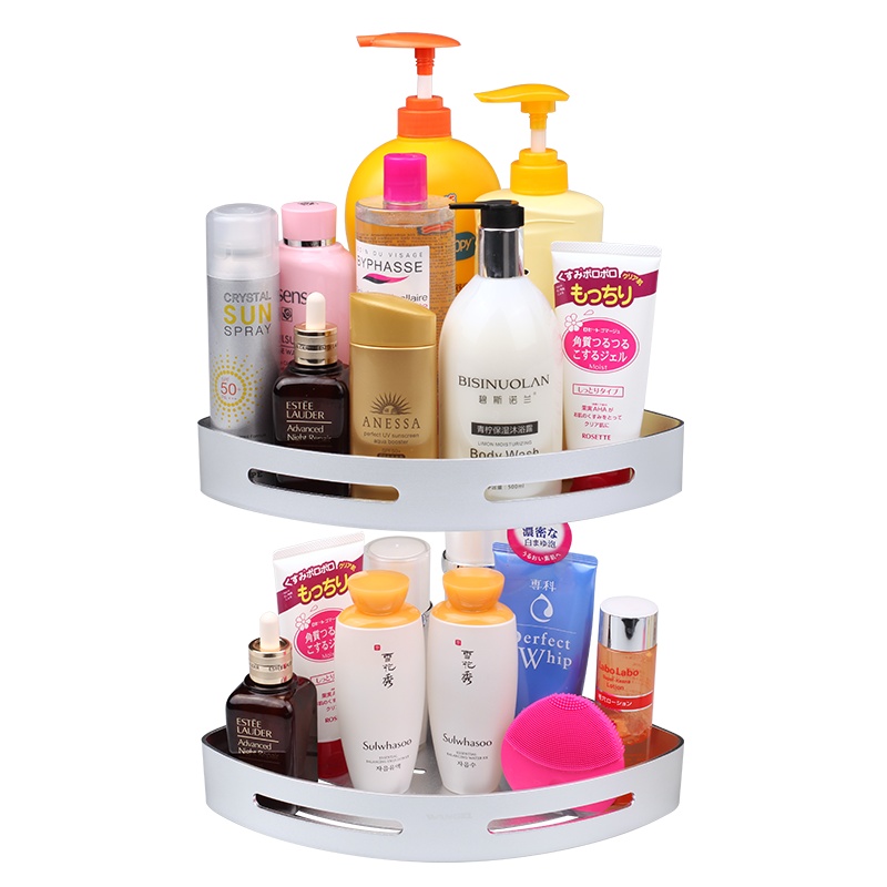 卫生间置物架壁挂浴室收纳架免打孔厕所洗手间洗漱台三角架吸壁式