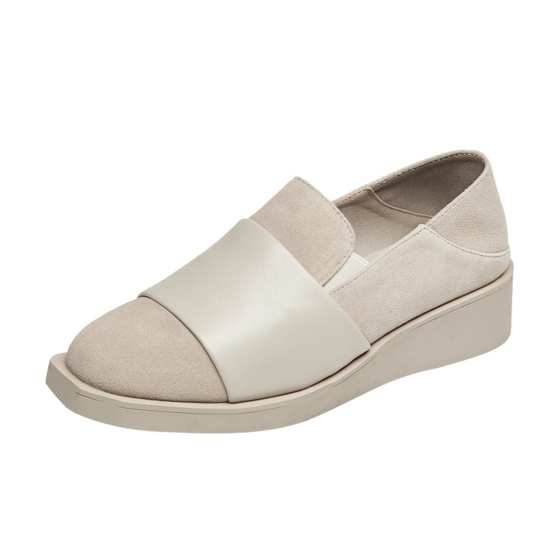 康奈女鞋 秋季新品羊皮【踩脚两穿】复古内增高女鞋休闲鞋厚底女鞋单鞋15282007