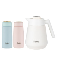 德铂(Debo)316不锈钢一体式保温壶一键出水真空锁温套装DEP-771 单套装