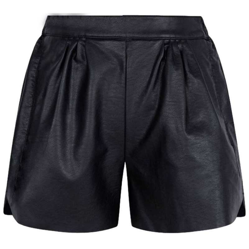 拉夏贝尔Candie’s春季新款PU皮裤女短裤宽松显瘦直筒百搭30071112