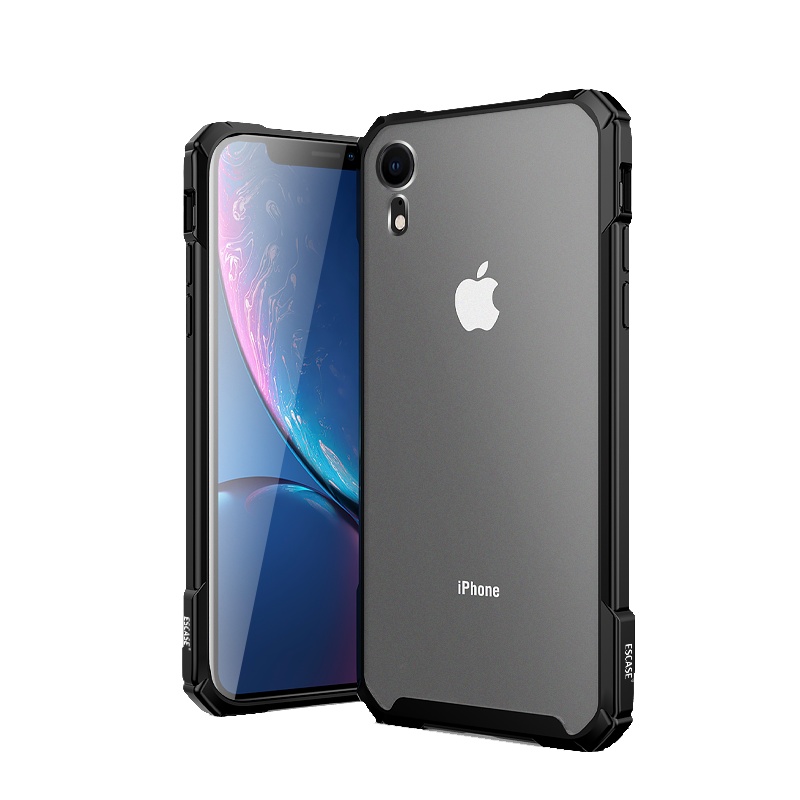 ESCASE 苹果xr手机壳iPhonexr保护套全包高档硅胶气囊防摔磨砂玻璃保护壳ES-SC-11钢琴黑
