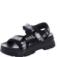 拉夏贝尔2019夏季新款魔术贴运动厚底网红字母沙滩露趾厚底凉鞋女