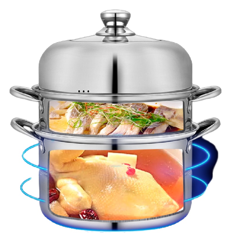 Debo德铂 奥格斯堡汤锅不锈钢双层蒸锅燃气电磁炉通用28cm DEP-285 单个装