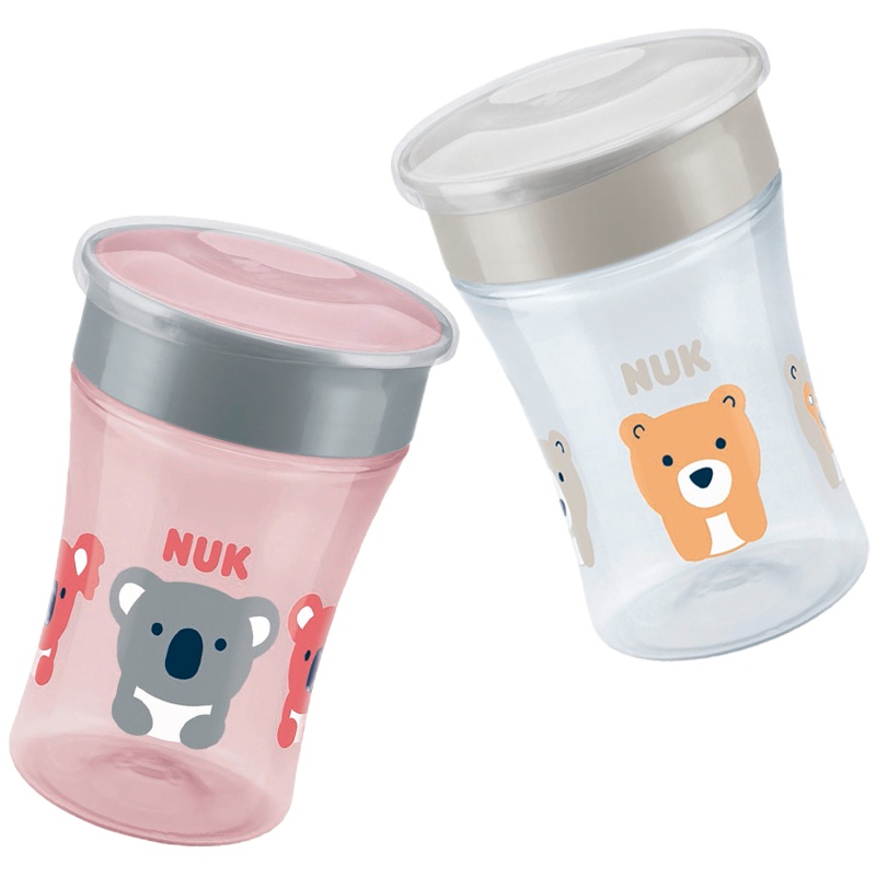 德国NUK水杯宽口360度魔术杯宝宝防漏洒学饮杯NUK喝水杯230ml 8月以上适用 颜色随机