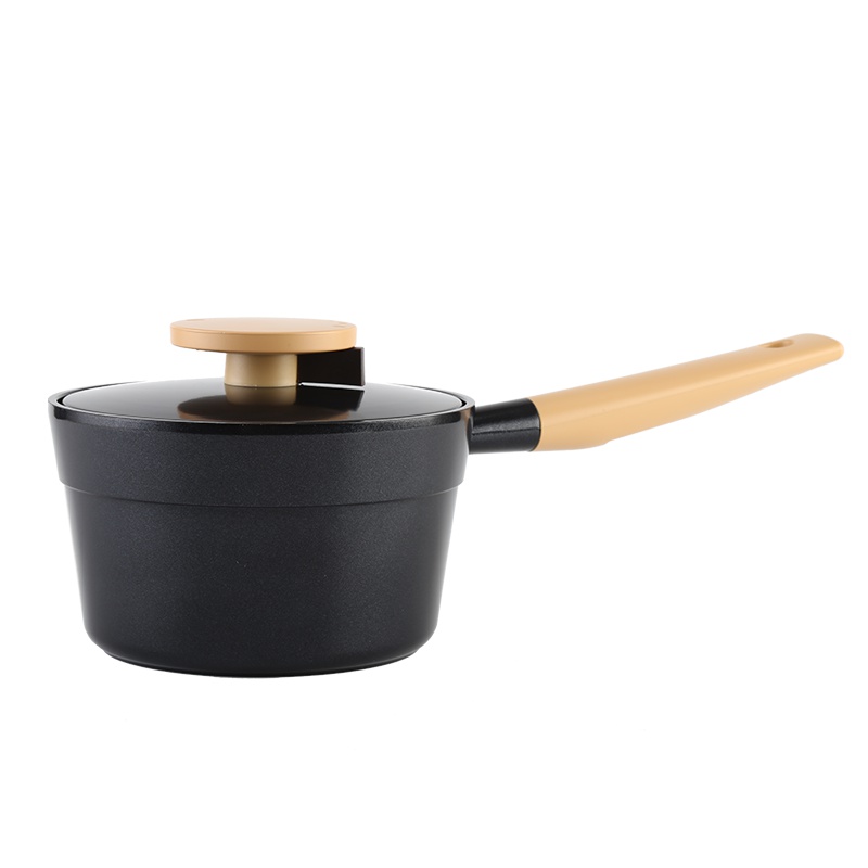 乐扣乐扣(LOCK&LOCK) 陶瓷不沾锅单柄奶锅铝合金复底辅食锅通小汤锅18cm 电木手柄防烫LJM2181BLK黑色