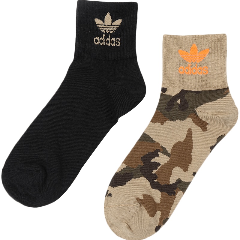 阿迪达斯三叶草男女袜子两双装中筒休闲运动袜GD3566