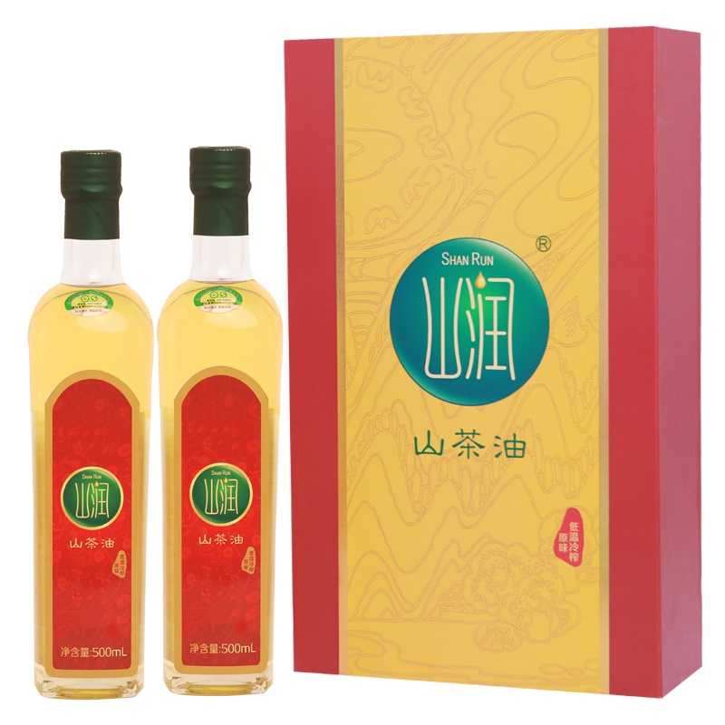 山润精品油茶籽油500mlx2山茶油湖南特产纯茶树油食用油礼盒装