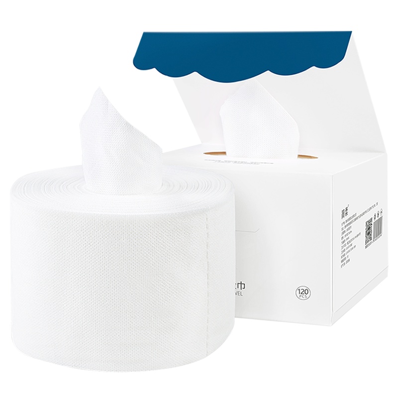 简柔棉柔巾一次性洗脸巾洁面巾美容毛巾全棉面巾擦脸巾 120段/盒*1盒