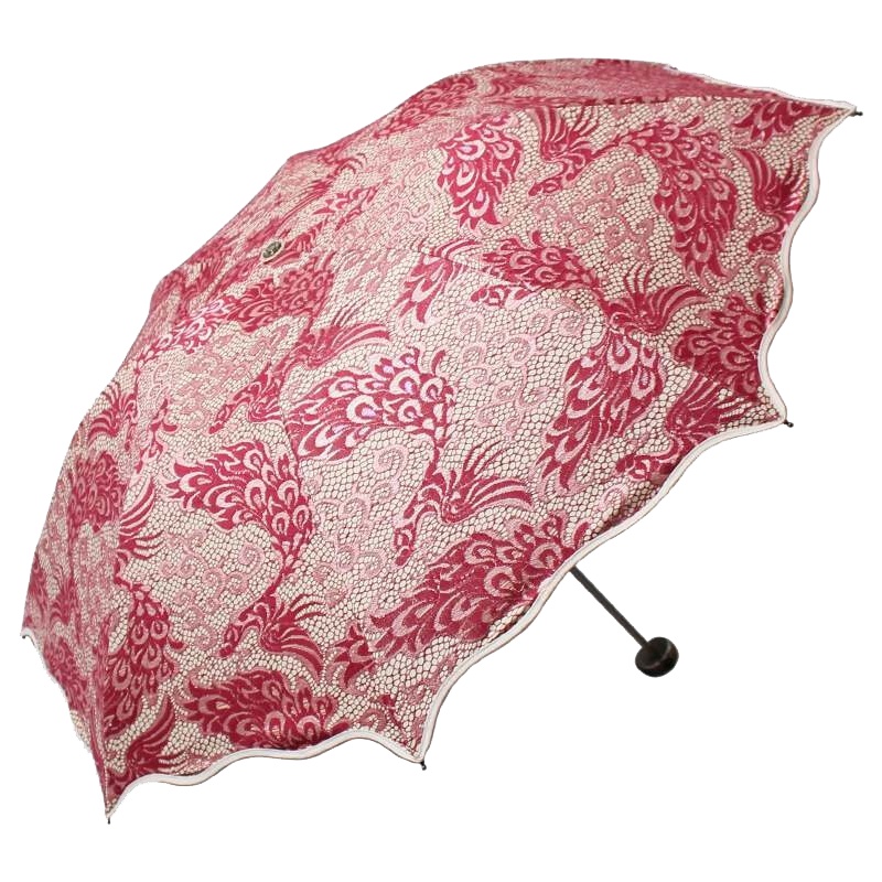 天堂伞 凤翼天翔双层黑胶蕾丝覆膜三折超轻晴雨伞太阳伞 L33191E
