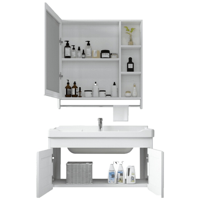 时尚家装太空铝浴室柜现代简约小户型洗脸盆台面卫生间洗手盆柜组合洗漱台 放心购安心抵