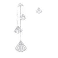 APM Monaco 范冰冰赵薇吴昕薛凯琪明星同款不对称银镶晶钻扇形耳环女长款 设计感耳饰品耳坠