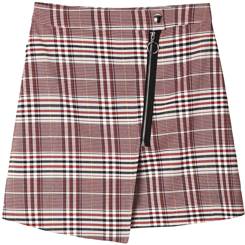 OSA欧莎2019春装新款ins超火裙子不规则格子修身A字半身裙女