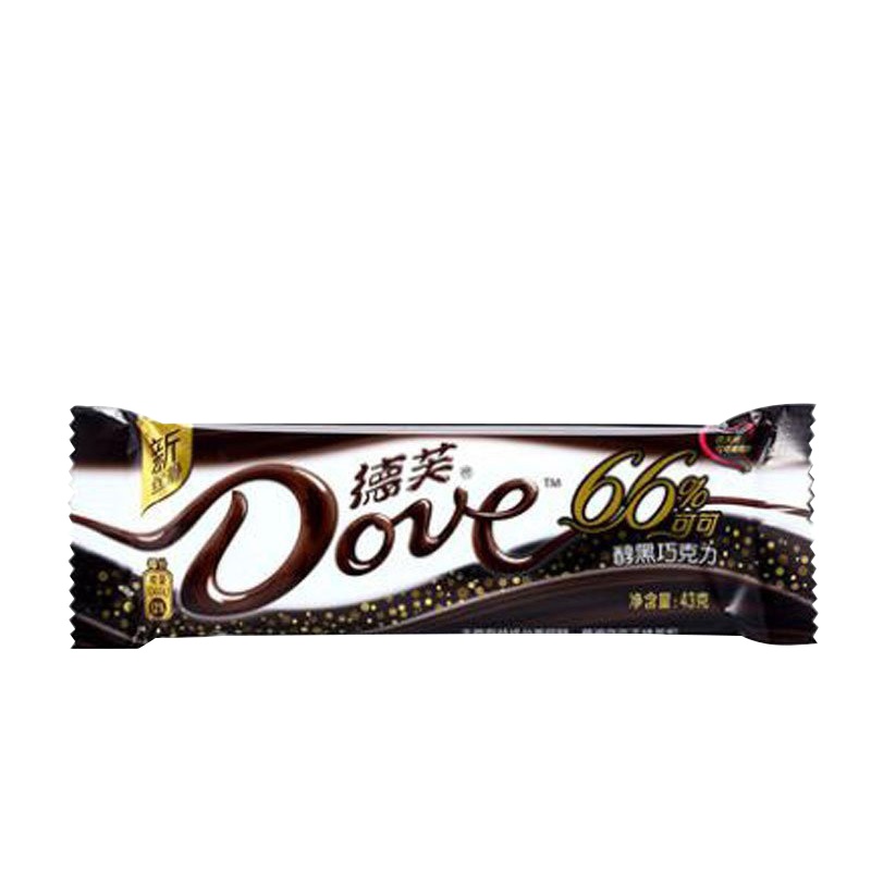 德芙(Dove) 醇黑巧克力66% 43G/支装 休闲 零食