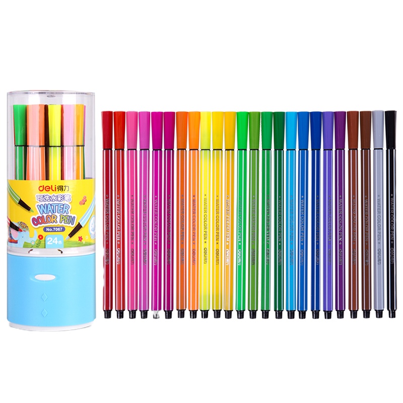 得力 7067可洗水彩笔 24色/筒 包装颜色随机